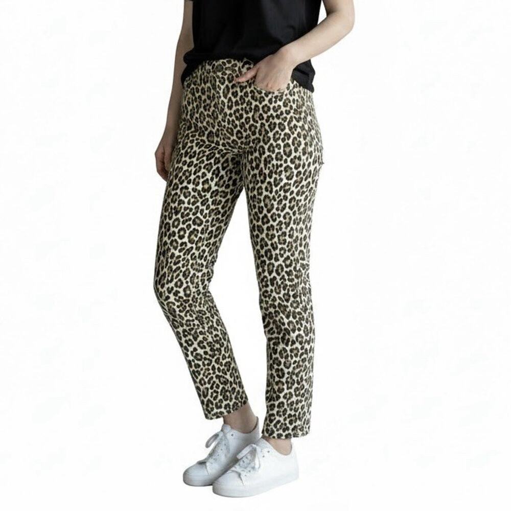 Womens CHICOS Sz 0 (Sz 4) Leopard So Slimming Girlfriend Ankle Jeans Stretch